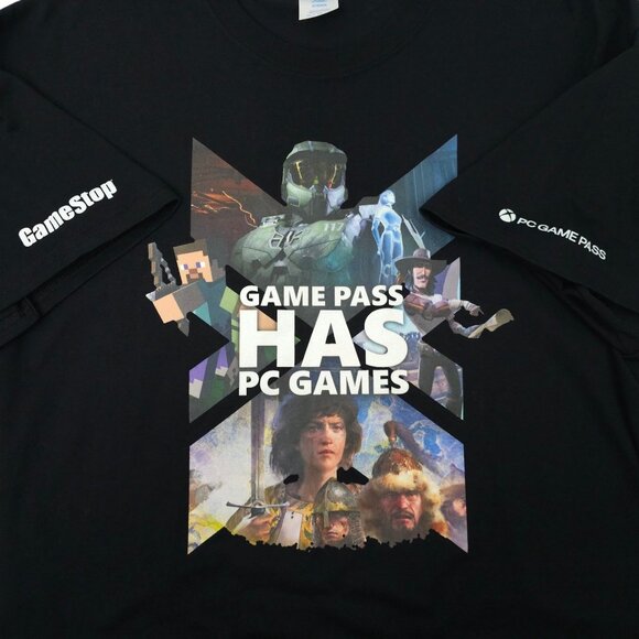 Game Pass Has PC Games Xbox T Shirt Mens XL GameStop Employee Shirt Gaming Halo - Picture 6 of 16